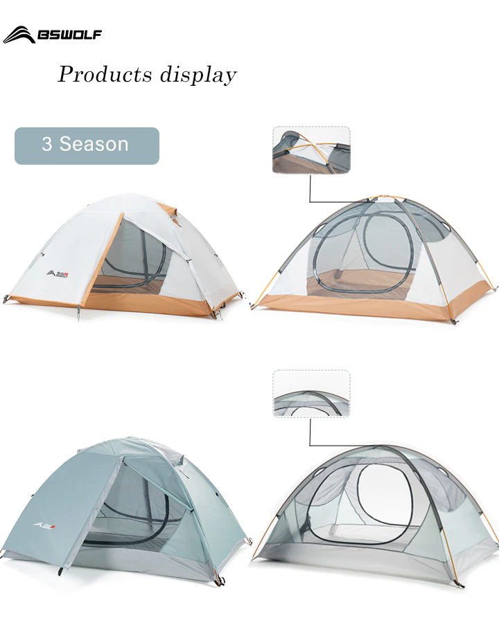 Cheap Goat Tents BSWolf Camping Tent Travel Backpacking 1 2 Person Tent  4 season Winter Skirt Tent Double Layer Waterproof Portable for Fishing   